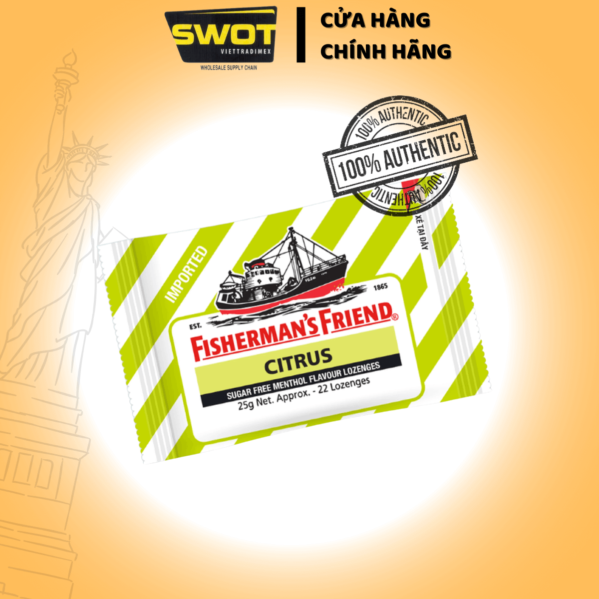 Kẹo Con Tàu Fisherman’s Friend đủ vị 25g - Bạc Hà, Cherry, Cam Chanh, Quýt, Táo Quế, Khuynh Diệp -SWOT