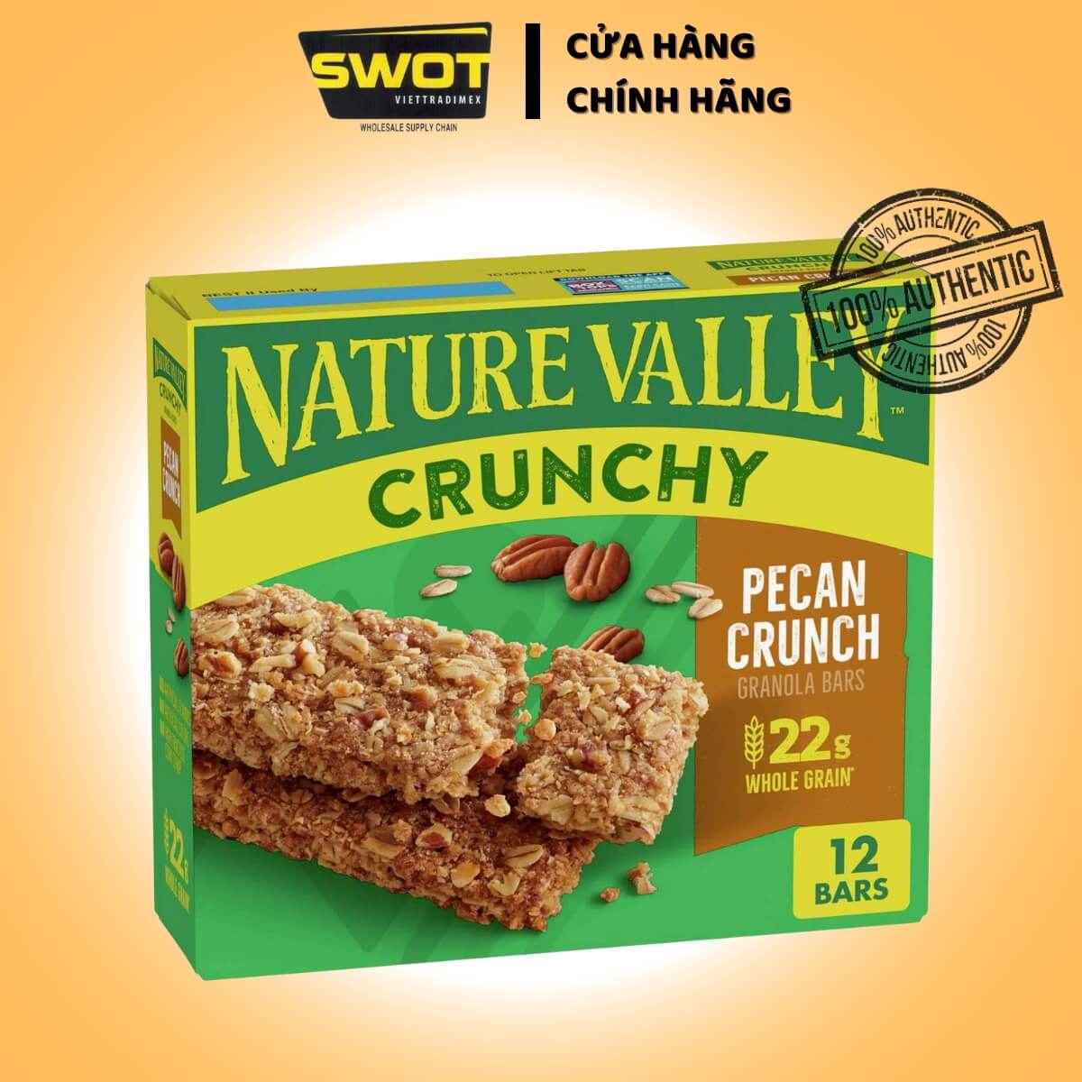 Bánh Ngũ Cốc Yến Mạch, Mật Ong Nature Valley Crunchy Oats 'n Honey Granola Bars, Hộp 12 Thanh (6 Gói), 253g - SWOT