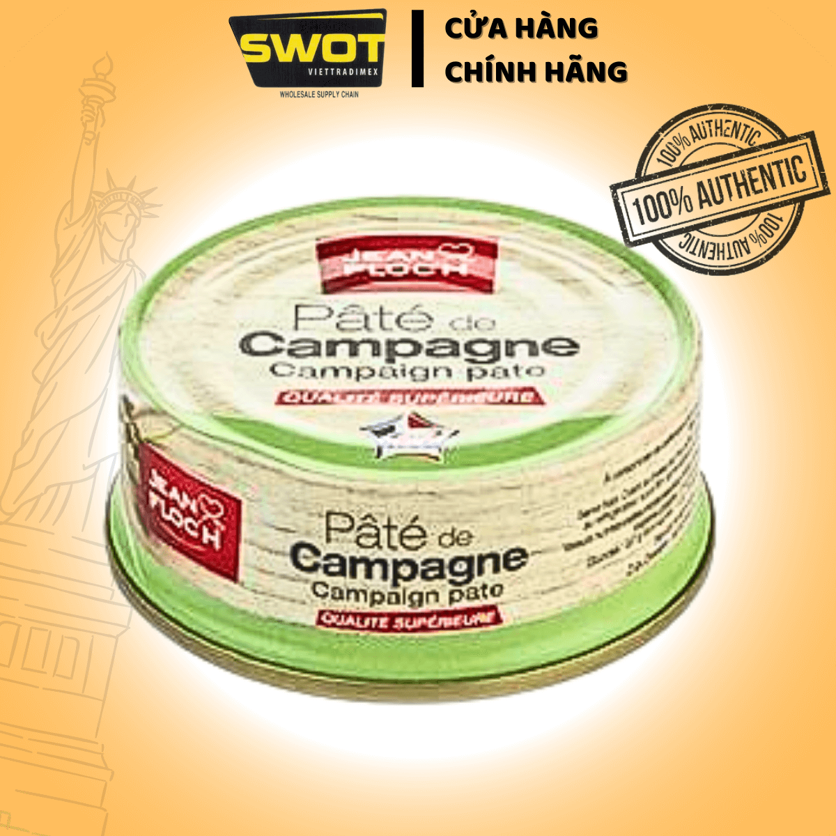 Pate JEAN.FLOCH gan heo Made in France 78g, hương vị đậm đà, mặn ngọt vừa phải, có thể kèm cùng bánh mì hoặc là sự kết hợp với các món ăn nhẹ hằng ngày, có thể dùng trực tiếp - SWOT