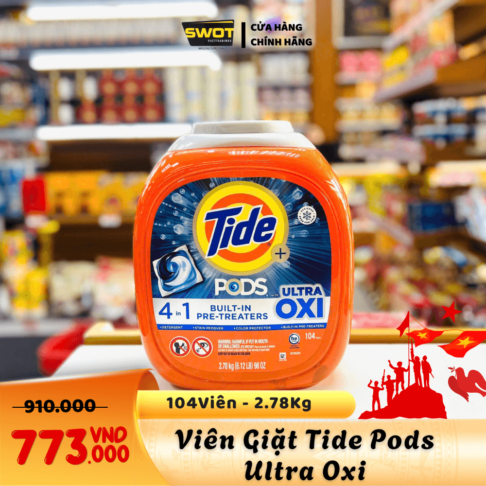 VIÊN GIẶT TIDE PODS ULTRA OXI - 104 VIÊN - 278 VIÊN