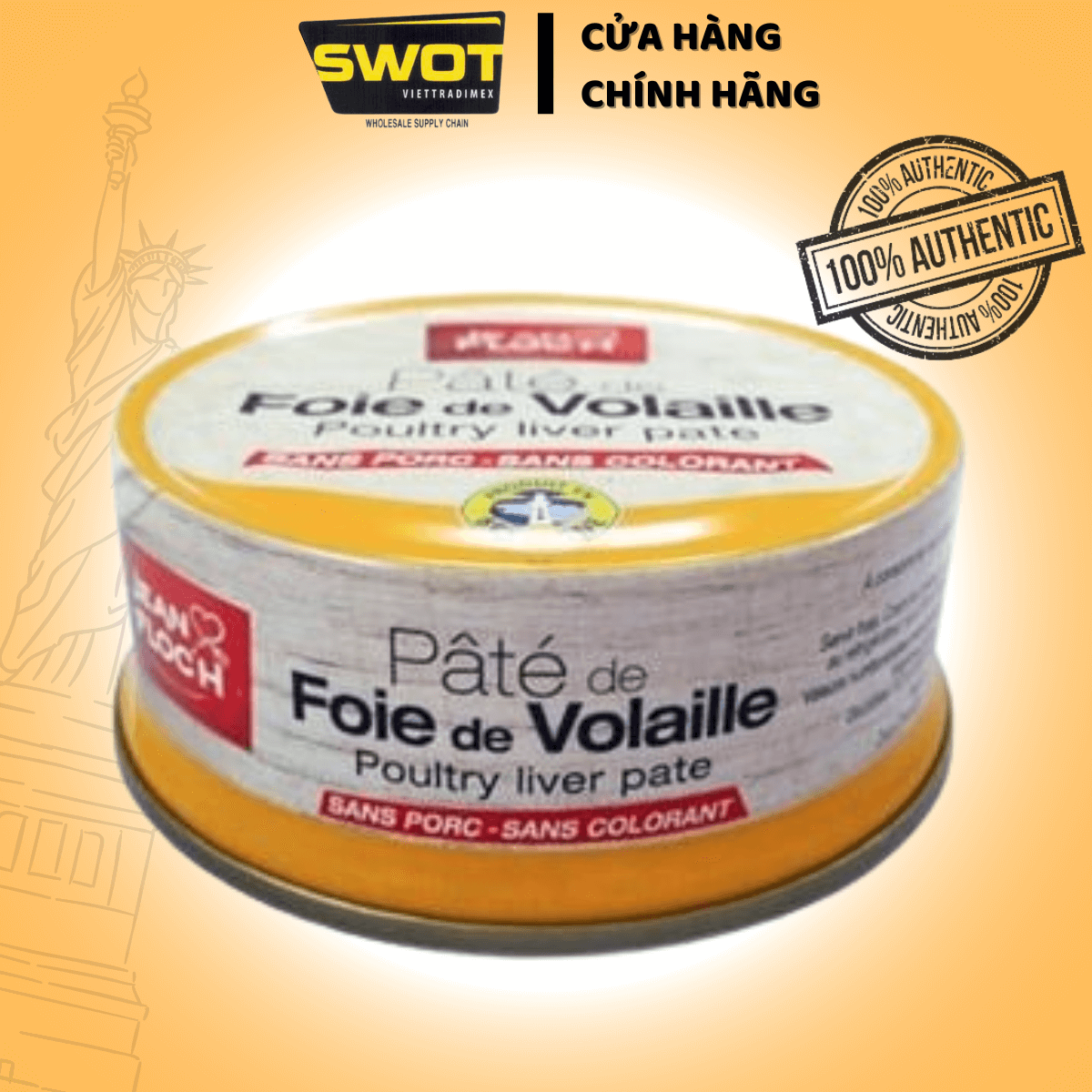 Pate JEAN.FLOCH gan heo Made in France 78g, hương vị đậm đà, mặn ngọt vừa phải, có thể kèm cùng bánh mì hoặc là sự kết hợp với các món ăn nhẹ hằng ngày, có thể dùng trực tiếp - SWOT