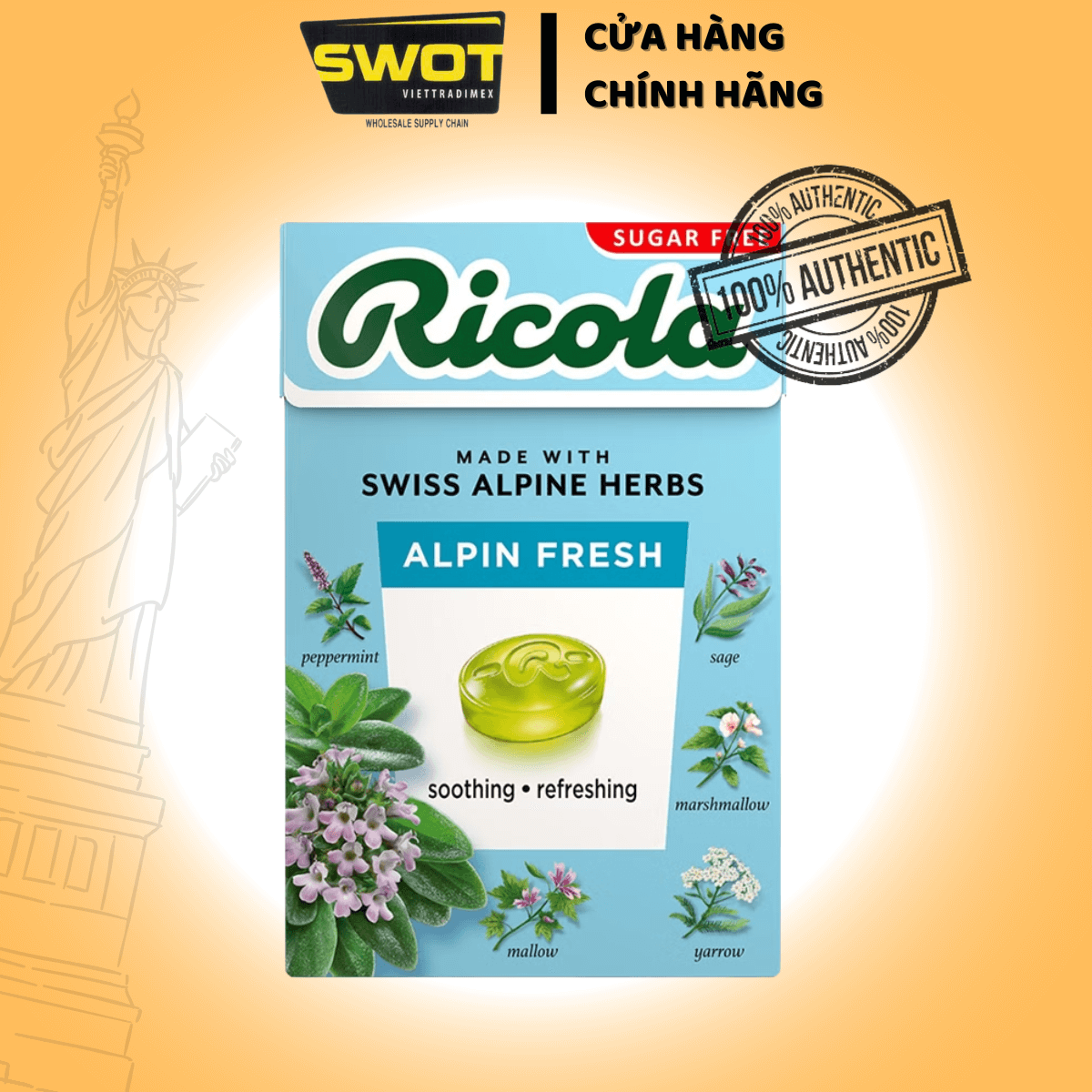 Kẹo Ngậm Thảo Mộc Ricola nhiều vị không đường được nhập khẩu chính hãng từ Thụy Sỹ - SWOT