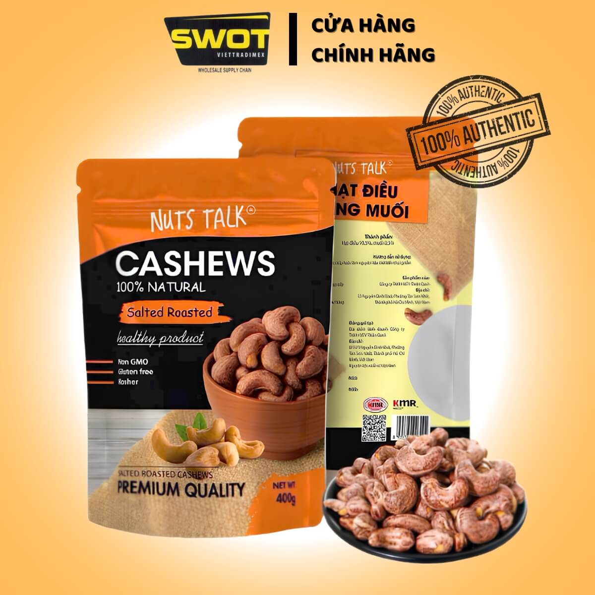Hạt Nuts Talk Túi 500g các loại- Hạnh nhân / Hạnh nhân rang bơ / Óc chó / Hạt dẻ / Hạt bí xanh / Hạt điều, có thể dùng trực tiếp hoặc chế biến thành nhiều món ăn hấp dẫn - SWOT