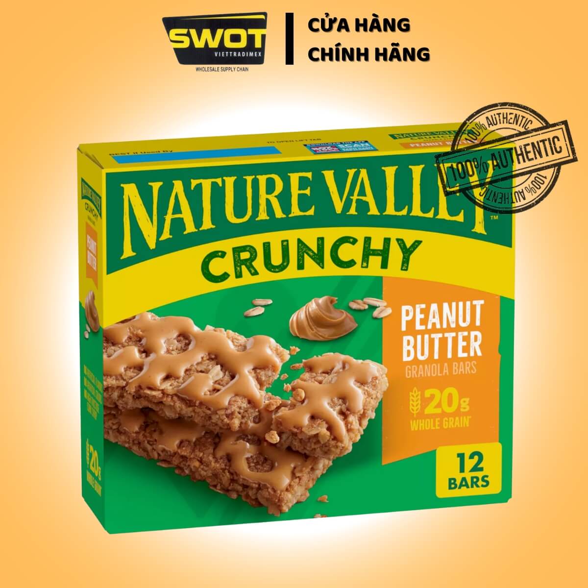 Bánh Ngũ Cốc Yến Mạch, Mật Ong Nature Valley Crunchy Oats 'n Honey Granola Bars, Hộp 12 Thanh (6 Gói), 253g - SWOT
