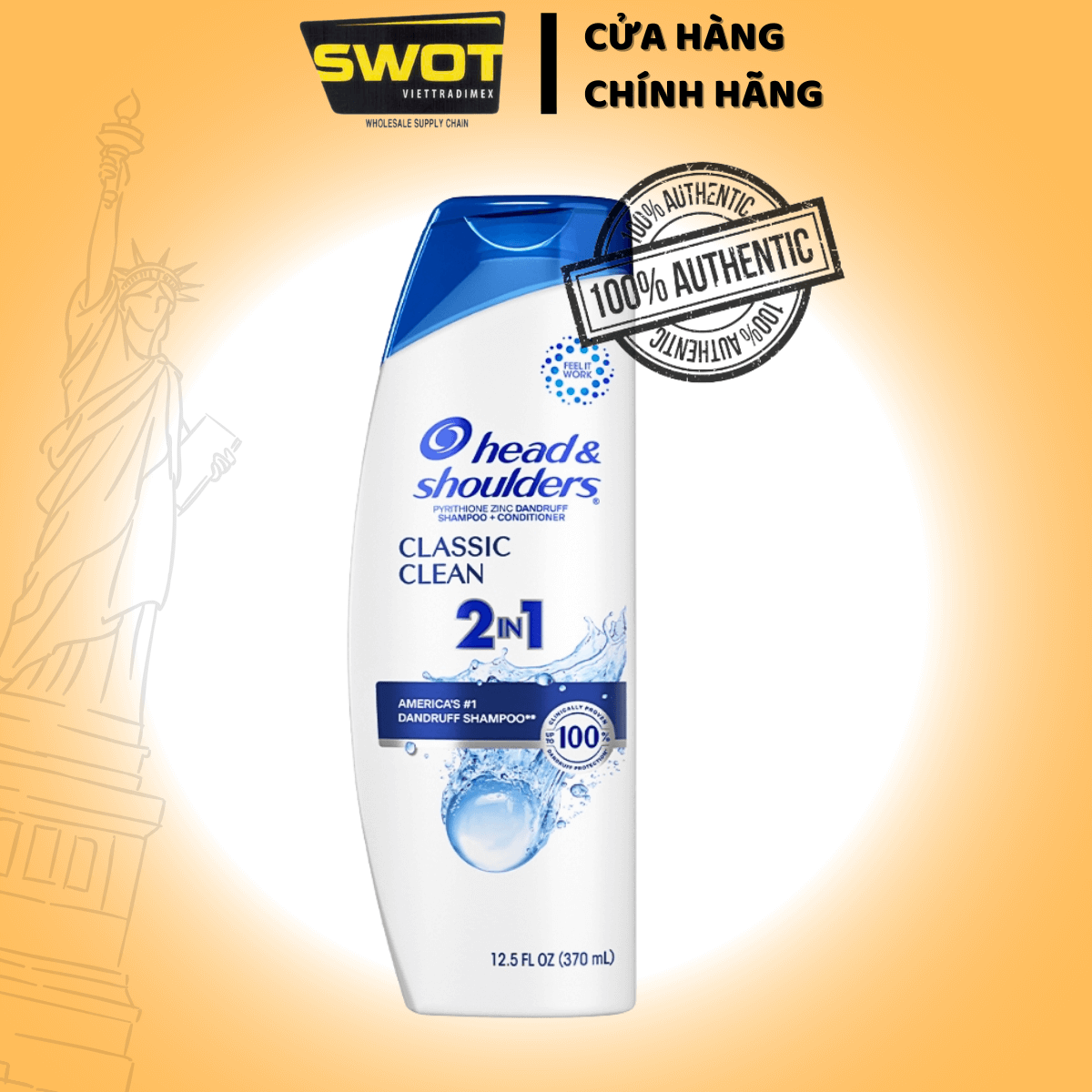 Dầu Gội Và Xả 2in1 Sạch Gàu HEAD & SHOULDERS Mỹ Sạch Sâu/ Dành Cho Da Đầu Khô/ Suôn Mượt/ Hương Nước Hoa - Chai 370ML - SWOT