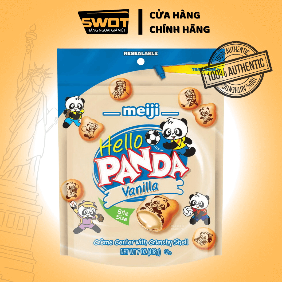 Bánh gấu Meji 198g các loại của Mỹ, là món ăn vặt thơm ngon phù hợp cho cả trẻ em và người lớn, có nhiều hương vị đa dạng như Chocolate, Vani, Dâu hay Caramel, đem đến trải nghiệm ngọt ngào và bất ngờ cho mọi cuộc vui - SWOT