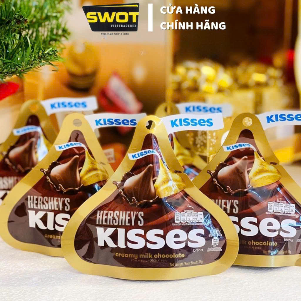 Socola Hershey's Kisses gói 36g, Chocolate nhập khẩu chính hãng, thơm ngon đặc biệt, không ngọt gắt - SWOT