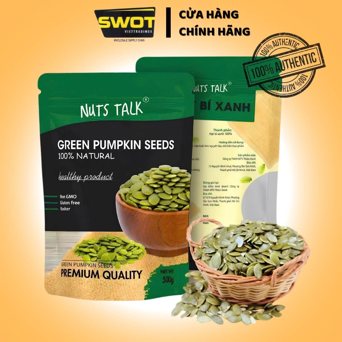 Hạt Nuts Talk Túi 500g các loại- Hạnh nhân / Hạnh nhân rang bơ / Óc chó / Hạt dẻ / Hạt bí xanh / Hạt điều, có thể dùng trực tiếp hoặc chế biến thành nhiều món ăn hấp dẫn - SWOT