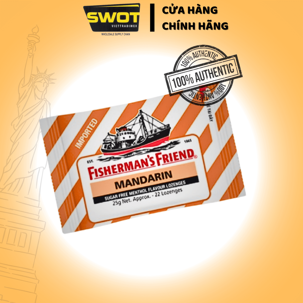 Kẹo Con Tàu Fisherman’s Friend đủ vị 25g - Bạc Hà, Cherry, Cam Chanh, Quýt, Táo Quế, Khuynh Diệp -SWOT