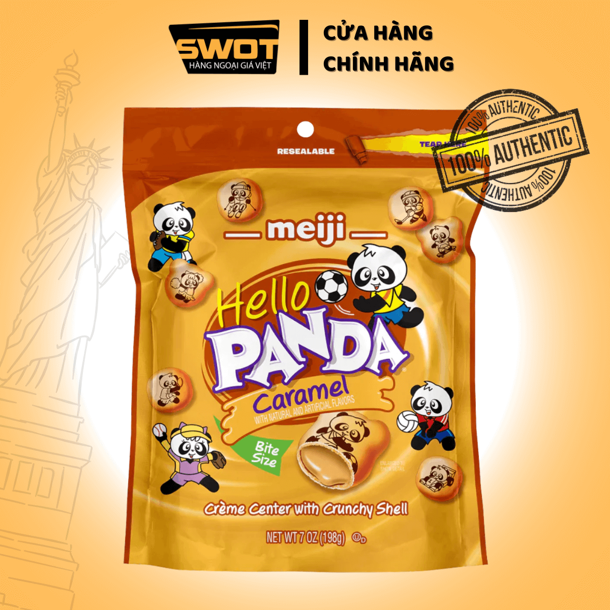 Bánh gấu Meji 198g các loại của Mỹ, là món ăn vặt thơm ngon phù hợp cho cả trẻ em và người lớn, có nhiều hương vị đa dạng như Chocolate, Vani, Dâu hay Caramel, đem đến trải nghiệm ngọt ngào và bất ngờ cho mọi cuộc vui - SWOT