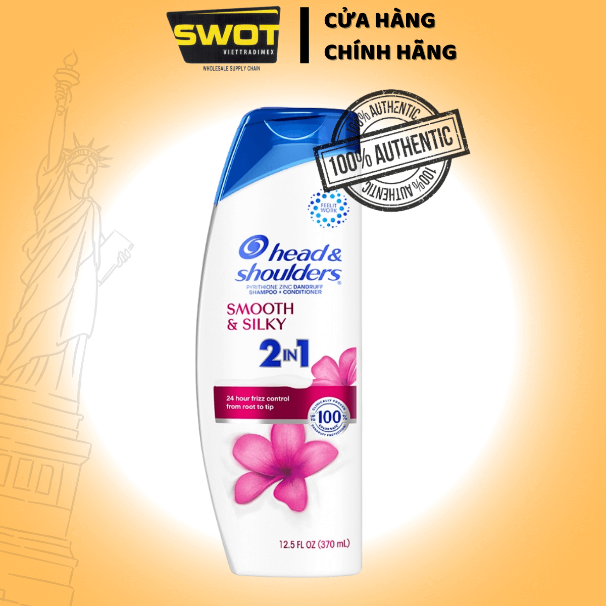 Dầu Gội Và Xả 2in1 Sạch Gàu HEAD & SHOULDERS Mỹ Sạch Sâu/ Dành Cho Da Đầu Khô/ Suôn Mượt/ Hương Nước Hoa - Chai 370ML - SWOT
