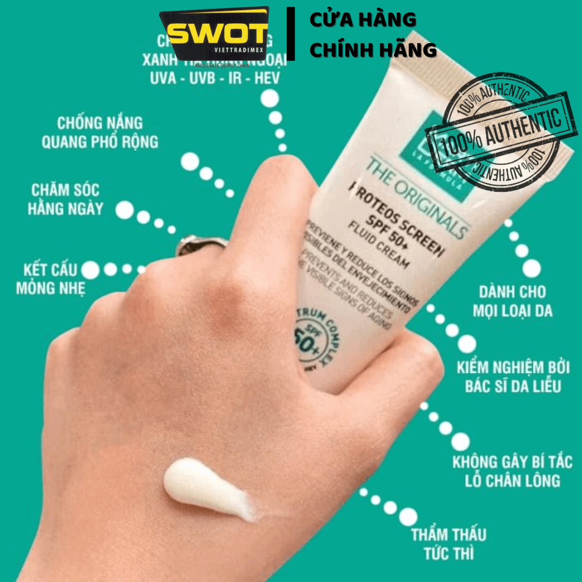 Kem Chống Nắng MartiDerm The Originals Proteos Screen Fluid Cream SPF50 40ML của Tây Ban Nha, chống nắng hiệu quả, bảo vệ tối ưu, cấp ẩm, kết cấu mỏng nhẹ, không nhờn rít - SWOT