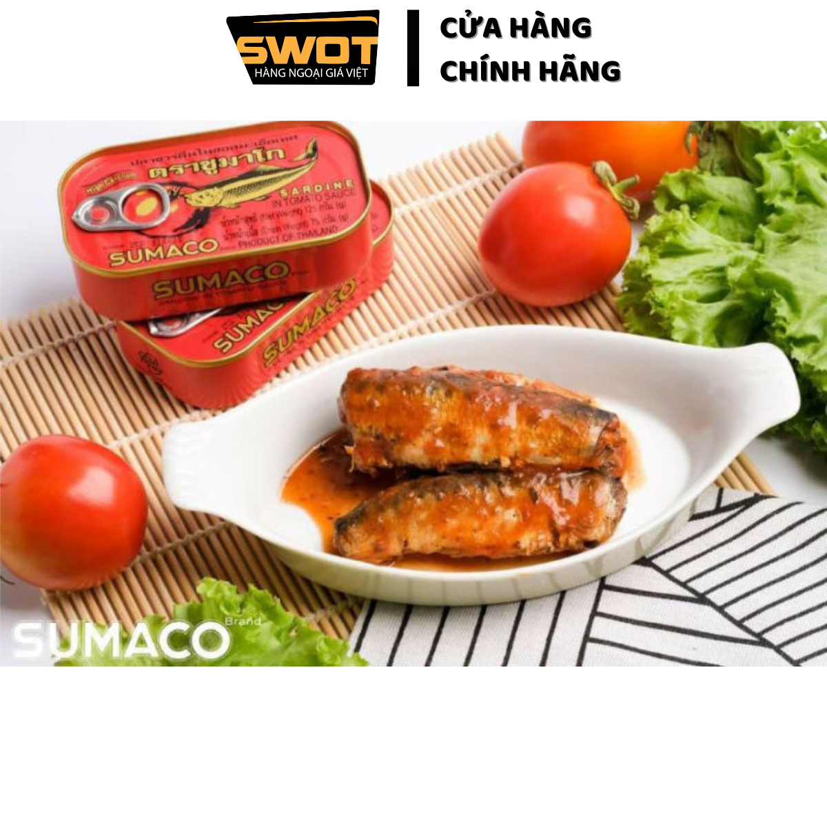 Cá hộp sốt cà Sumaco Thái 125g, Cá mòi sốt cà Thái Lan cao cấp, thơm ngon đậm vị, bổ dưỡng, tiện lợi