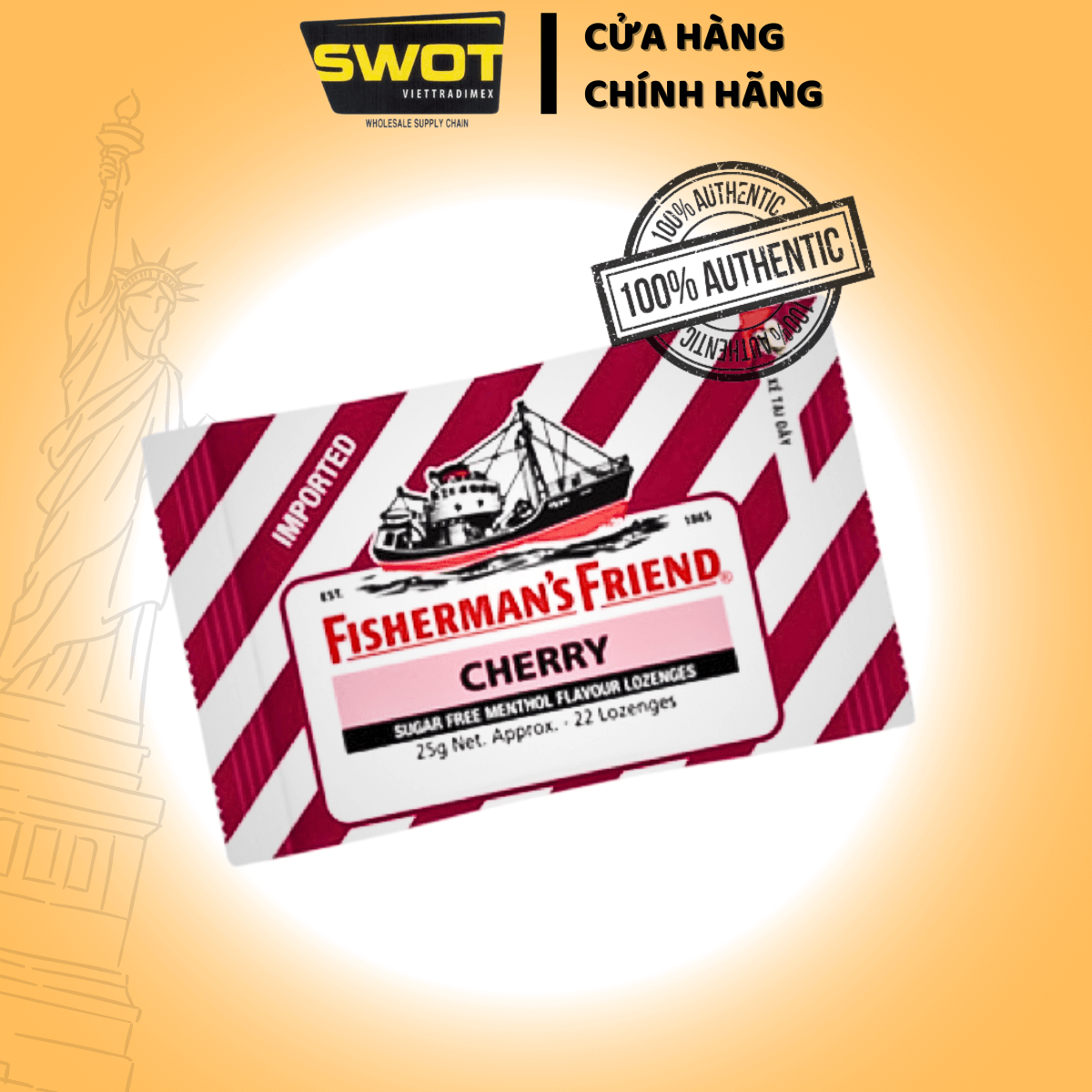 Kẹo Con Tàu Fisherman’s Friend đủ vị 25g - Bạc Hà, Cherry, Cam Chanh, Quýt, Táo Quế, Khuynh Diệp -SWOT