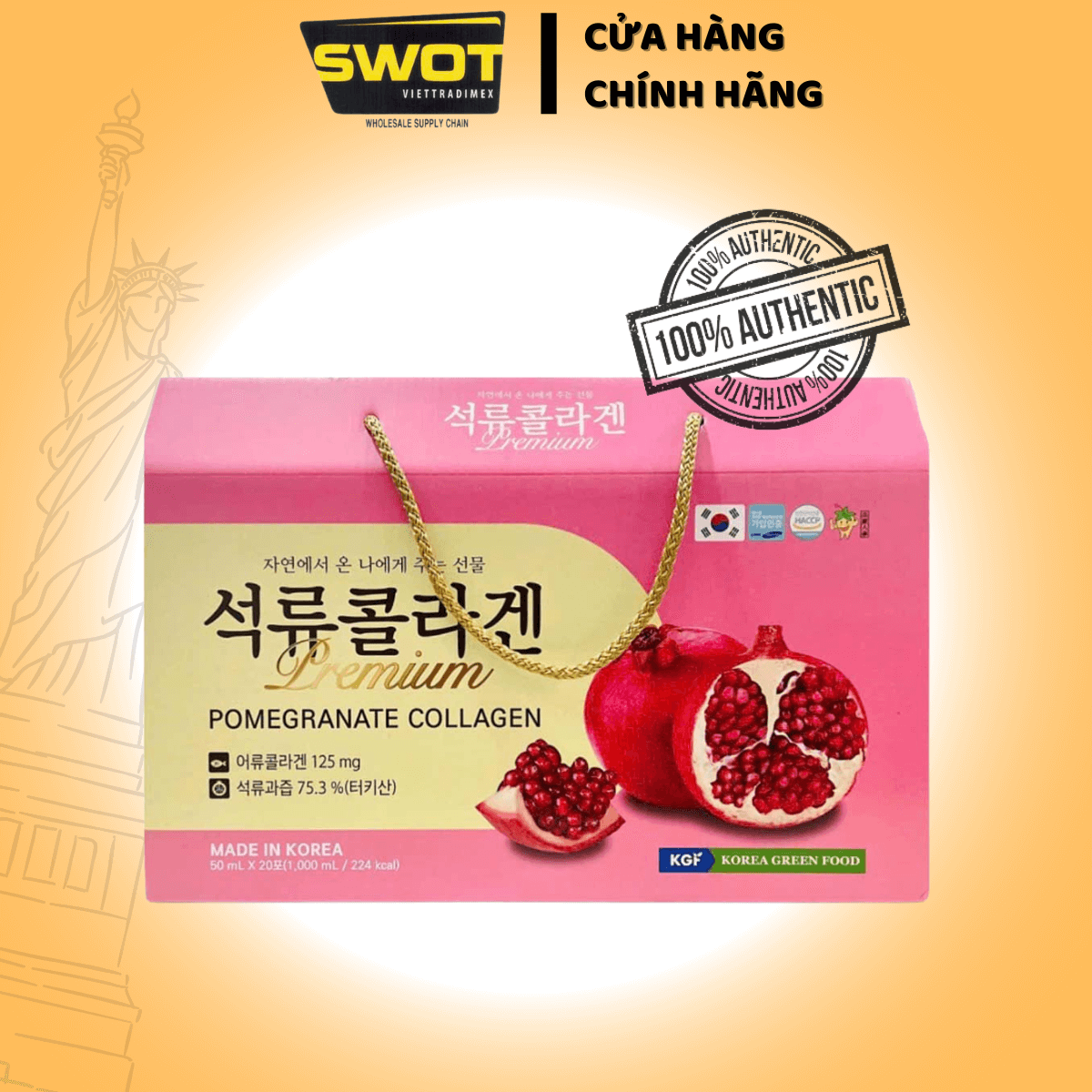 Nước Collagen Lựu Cao Cấp của Hàn Quốc Hộp 60 gói và 20 gói Premium Pomegranate Collagen 50ml/gói - SWOT