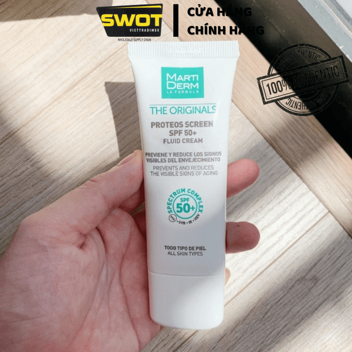 Kem Chống Nắng MartiDerm The Originals Proteos Screen Fluid Cream SPF50 40ML của Tây Ban Nha, chống nắng hiệu quả, bảo vệ tối ưu, cấp ẩm, kết cấu mỏng nhẹ, không nhờn rít - SWOT