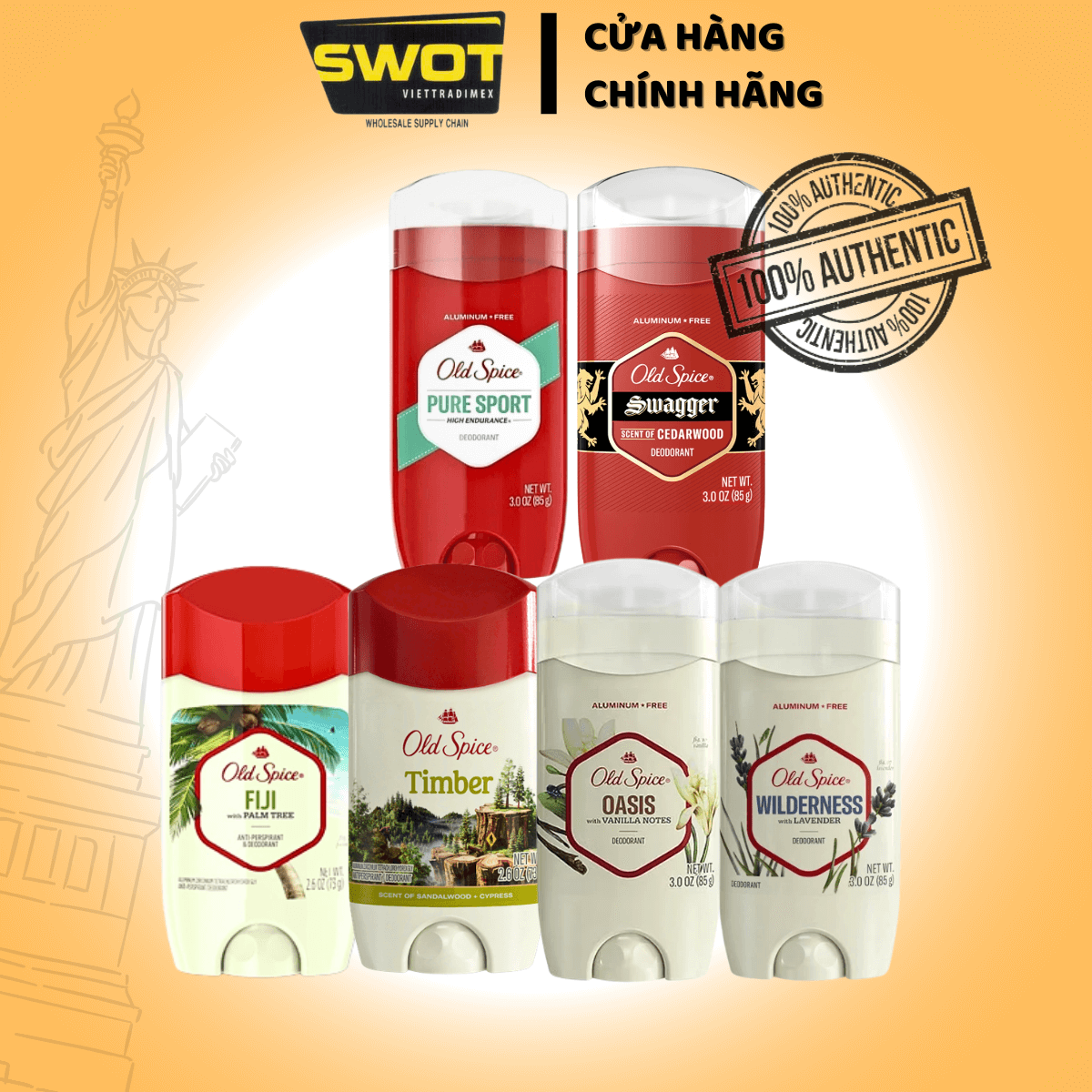 Lăn khử mùi Old Spice Mỹ nhiều mùi, dạng sáp khử mùi đến 48h, hương dễ chịu không ố vàng - SWOT