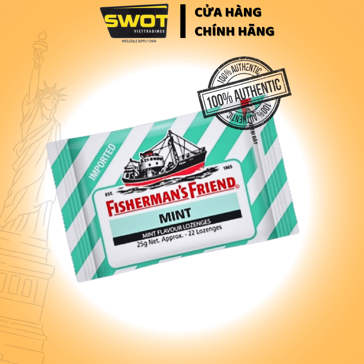 Kẹo Con Tàu Fisherman’s Friend đủ vị 25g - Bạc Hà, Cherry, Cam Chanh, Quýt, Táo Quế, Khuynh Diệp -SWOT