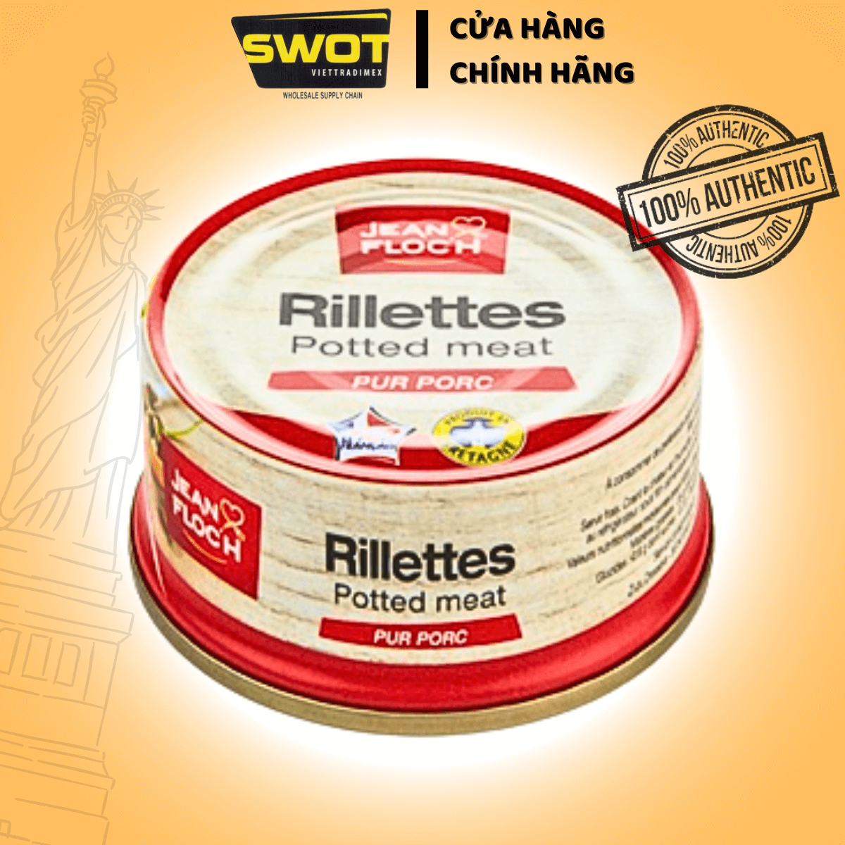 Pate JEAN.FLOCH gan heo Made in France 78g, hương vị đậm đà, mặn ngọt vừa phải, có thể kèm cùng bánh mì hoặc là sự kết hợp với các món ăn nhẹ hằng ngày, có thể dùng trực tiếp - SWOT