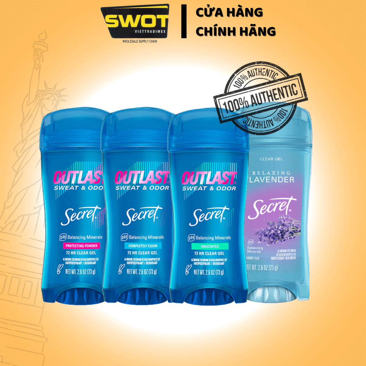 Sáp Khử Mùi Secret Mỹ Chai 73g nhiều mùi - SWOT