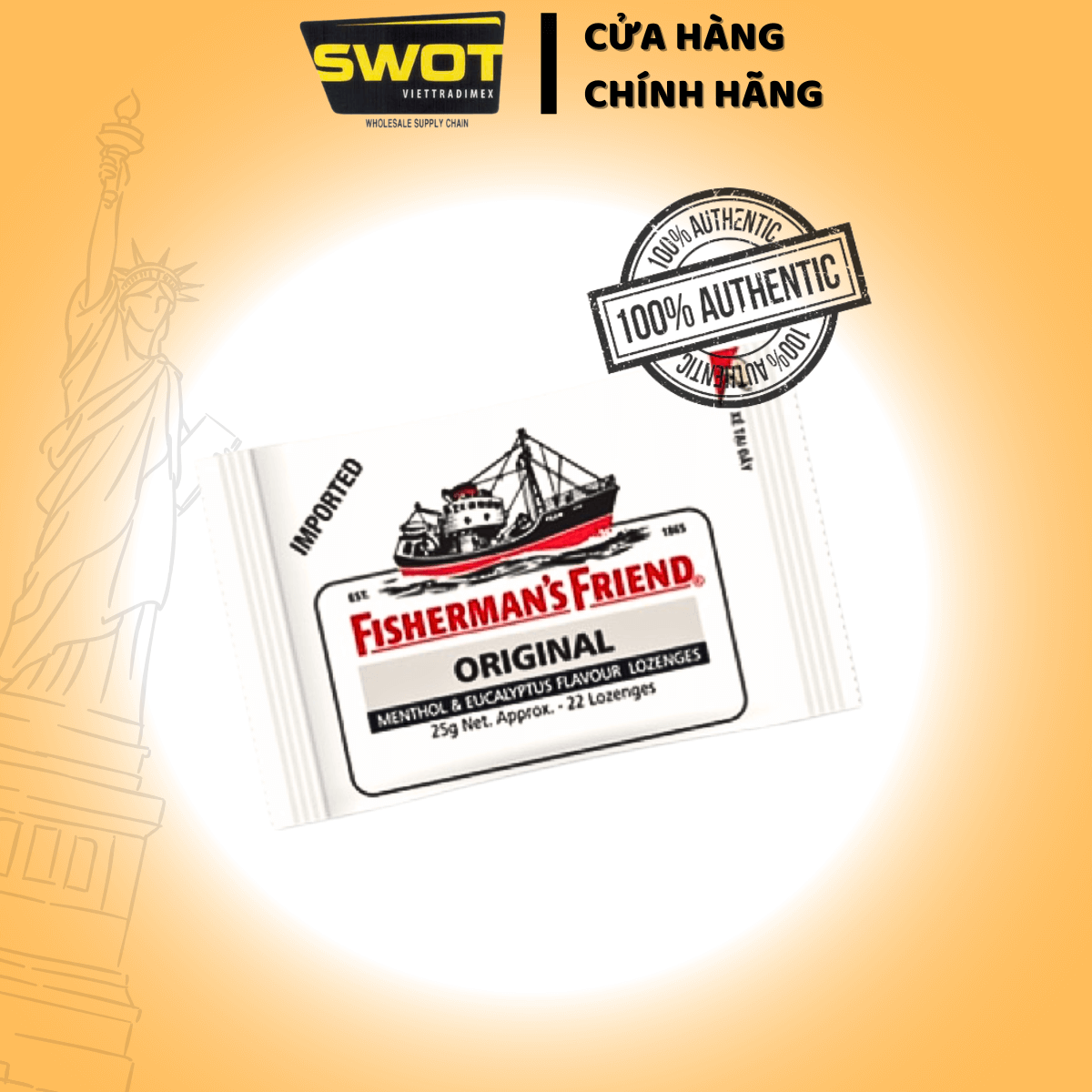 Kẹo Con Tàu Fisherman’s Friend đủ vị 25g - Bạc Hà, Cherry, Cam Chanh, Quýt, Táo Quế, Khuynh Diệp -SWOT