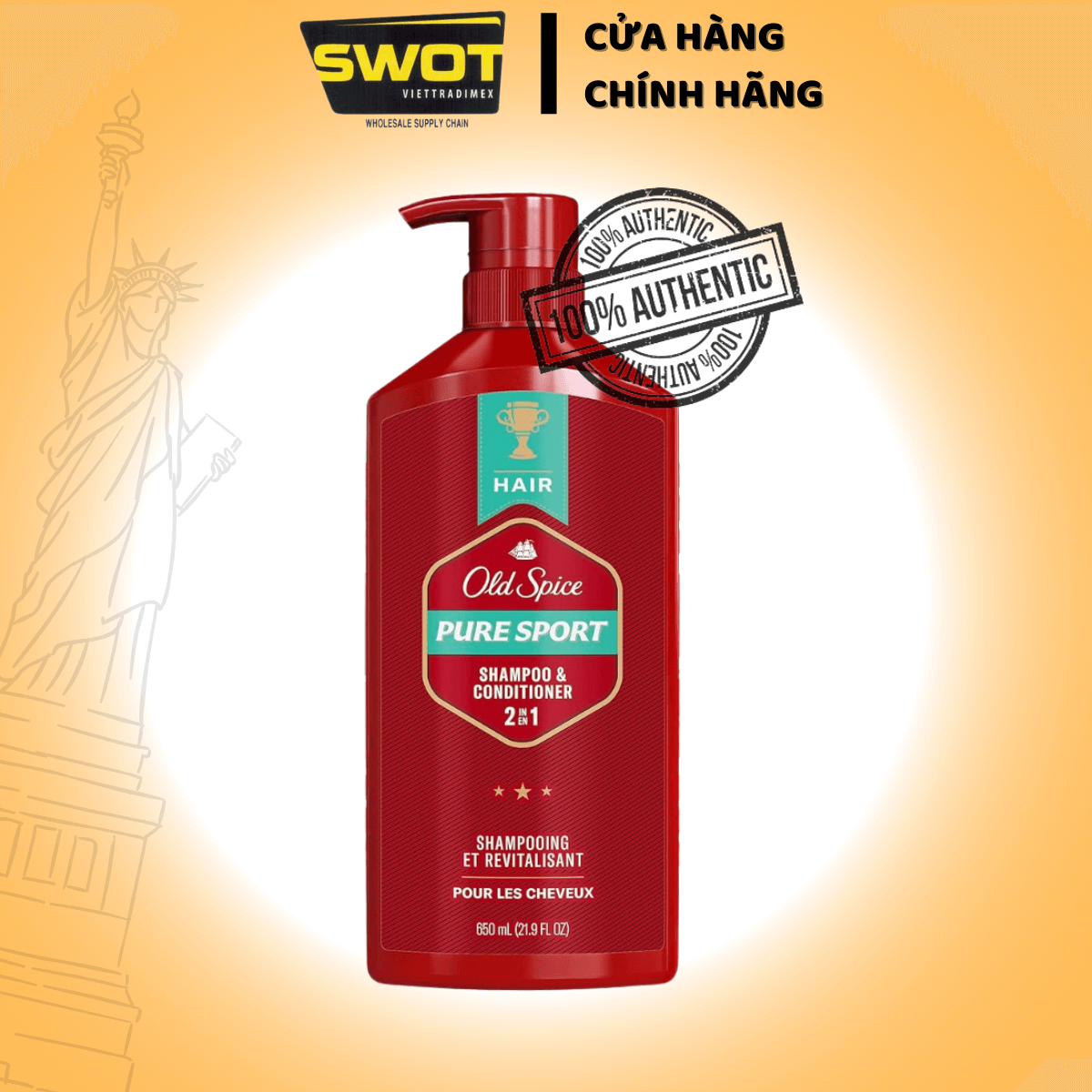 Dầu Gội - Xả Old Spice 2in1 3 mùi Chai 650ML của Mỹ - SWOT