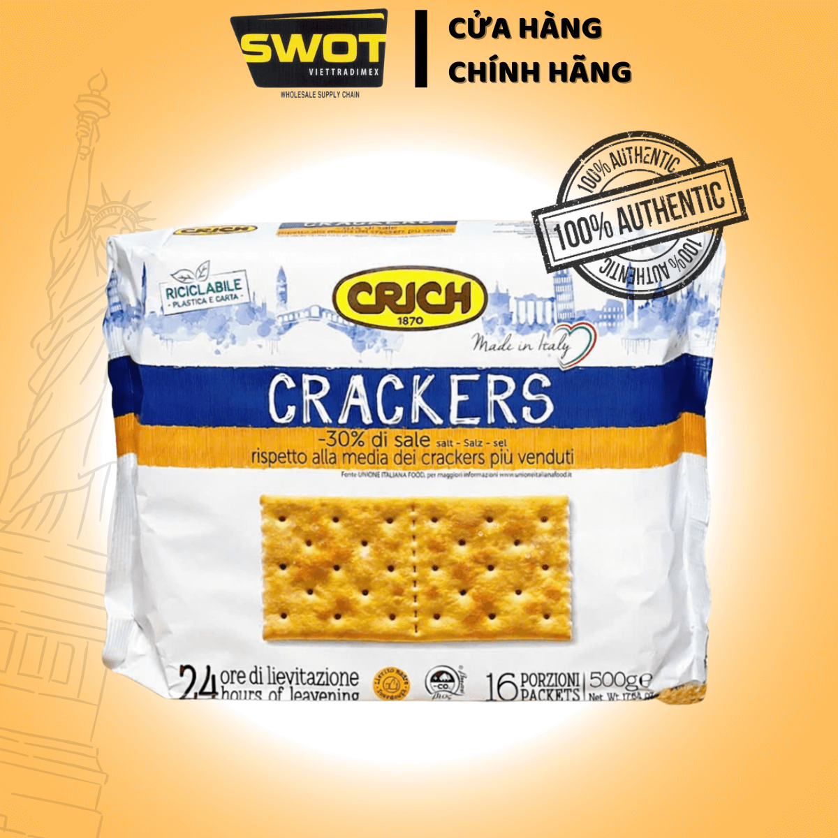 Bánh quy CRICH CRACKERS Ý 500G Salati - Salted I 30% di sale I Biscotti secchi - SWOT