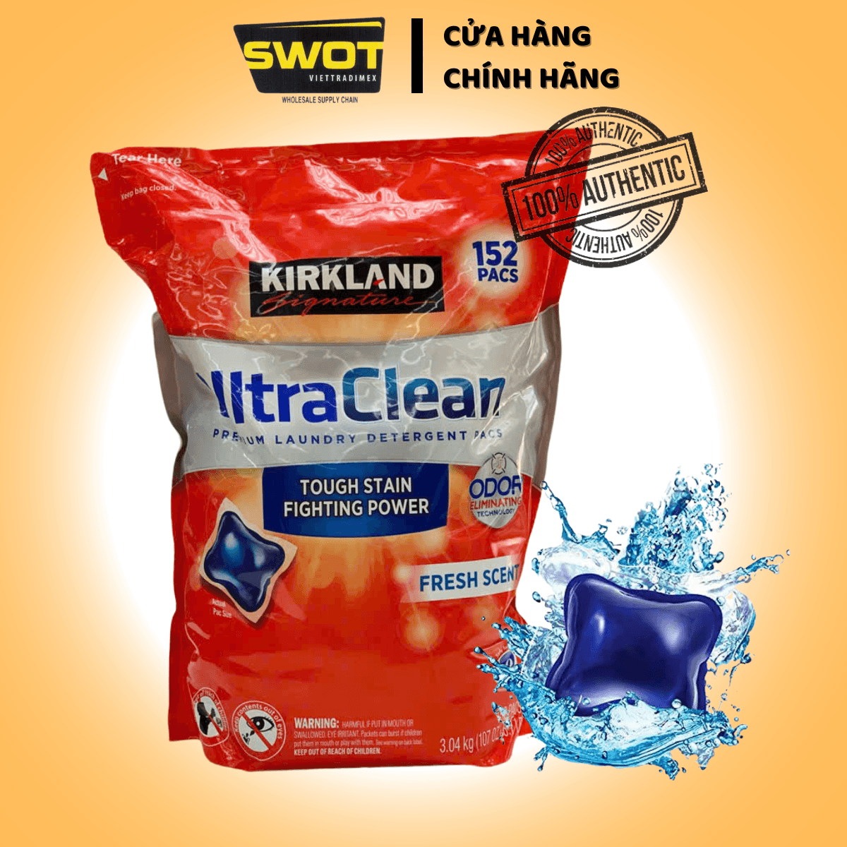 VIÊN GIẶT KIRKLAND 152 VIÊN CỦA MỸ SIÊU THƠM SIÊU SẠCH - DẠNG TÚI ZIP - SWOT