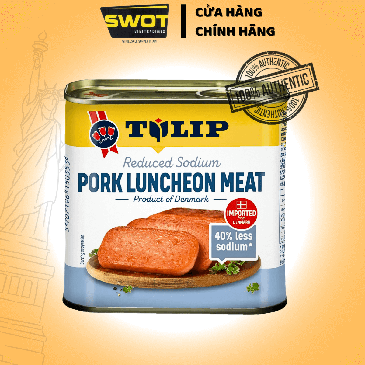 Thịt hộp Tulip của Đan Mạch 340g, Thịt hộp Mỹ cao cấp, nguyên vị heo và gà truyền thống, siêu thơm ngon