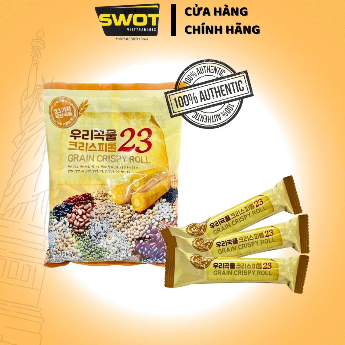 BÁNH NGŨ CỐC GRAIN CRISPY ROLL HÀN QUỐC 150gr - 3 vị Choco, Cheese và Dâu với 23 loại ngủ cốc Cung cấp năng lượng và dinh dưỡng - SWOT