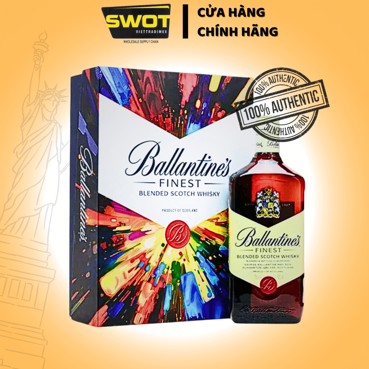 Hộp Quà Rượu Ballantines Finest 700ml (ANH QUỐC) chính là sự kết hợp hoàn hảo giữa hương vị blended whisky trứ danh và thiết kế hộp quà hiện đại, tinh tế - SWOT