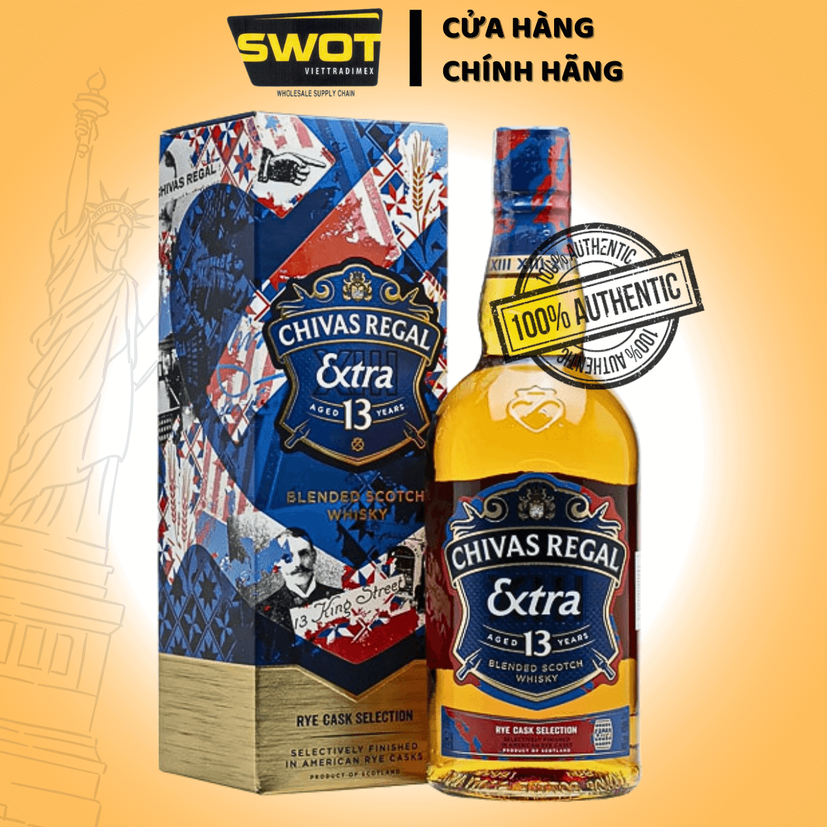 RƯƠU CHIVAS EXTRA 13YO RYE XANH DƯƠNG 750ML Sự kết hợp tuyệt vời giữa truyền thống Scotland và ảnh hưởng từ Mỹ, mang đến hương vị độc đáo và tinh tế cho những người đam mê whisky - SWOT