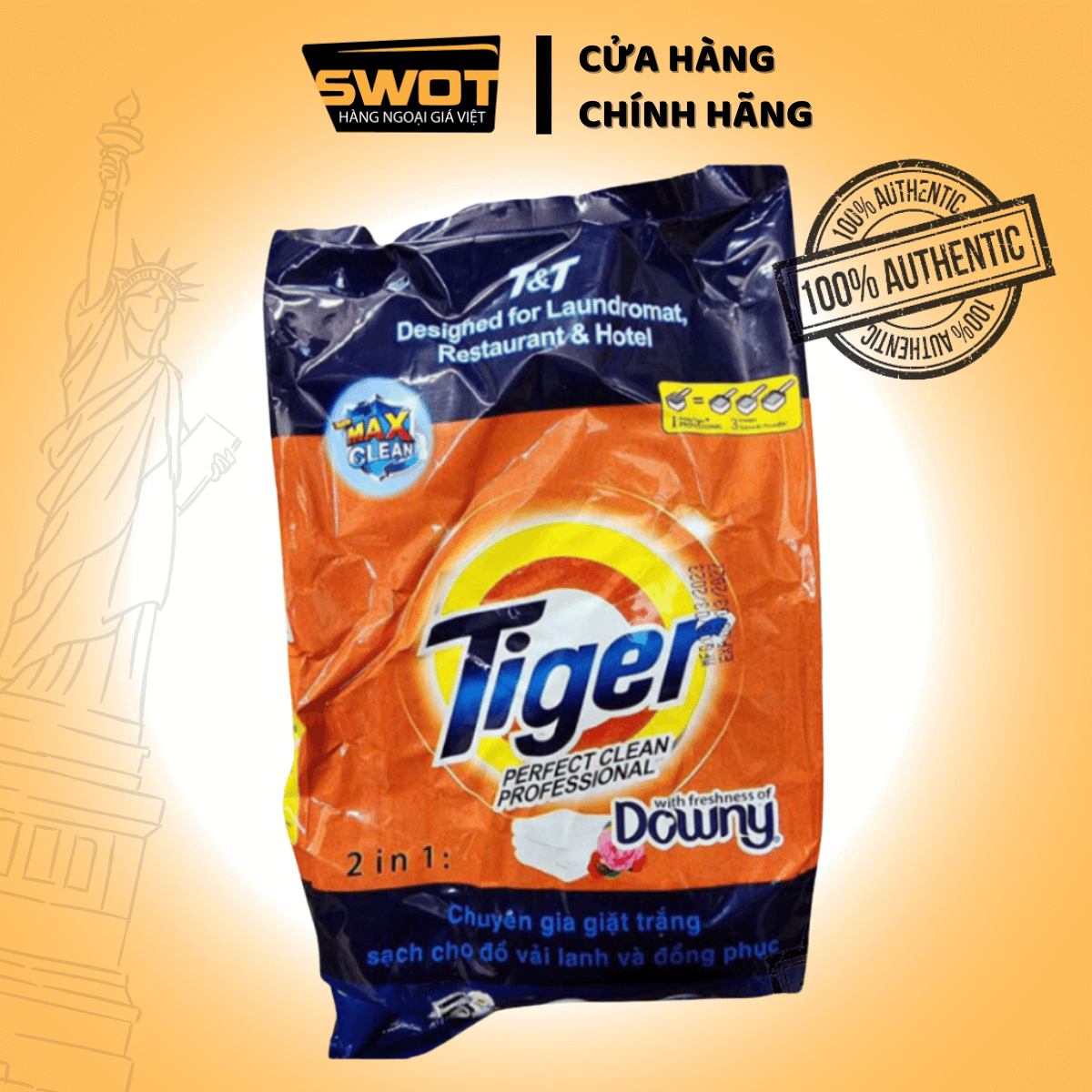 Bột giặt TIGER hương Downy 2in1 - Thùng 9kg - Giặt tay lẫn giặt máy