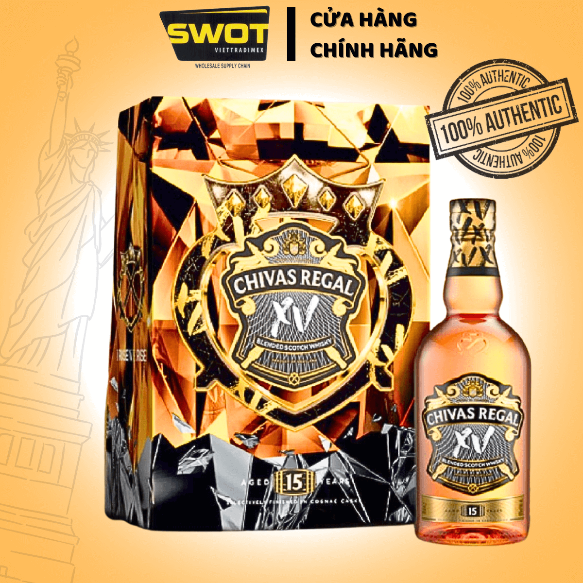 Chivas Regal 15 năm (Chivas XV) – Rượu Blended Scotch Whisky 700ml của Scotland (Anh Quốc), là một biểu tượng của phong cách pha trộn tinh tế và hương vị phức hợp, dành cho những ai yêu thích Whisky cân bằng, mượt mà và đầy chiều sâu - SWOT