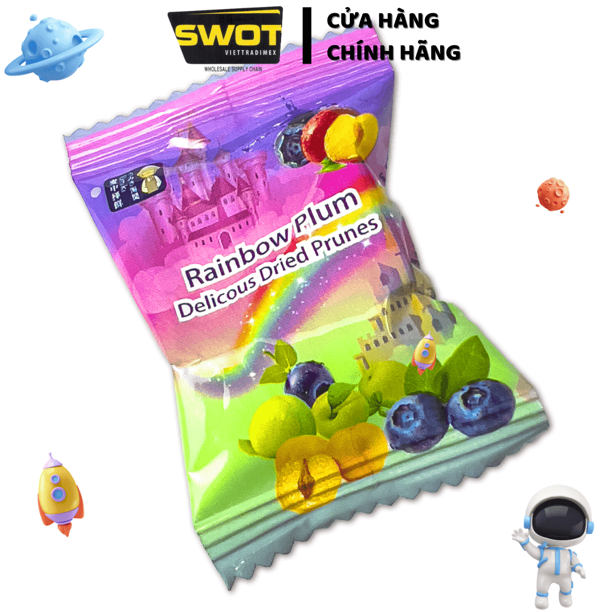 Ô Mai Xí Muội 4 vị COLORFUL PLUM 408g, Omai Ximuoi Mix Vị Trái Cây, Ăn Vặt Dẻo Giòn Chua Ngọt Vừa Phải, Kẹo Ô Mai Mix Vị Snack Food - SWOT