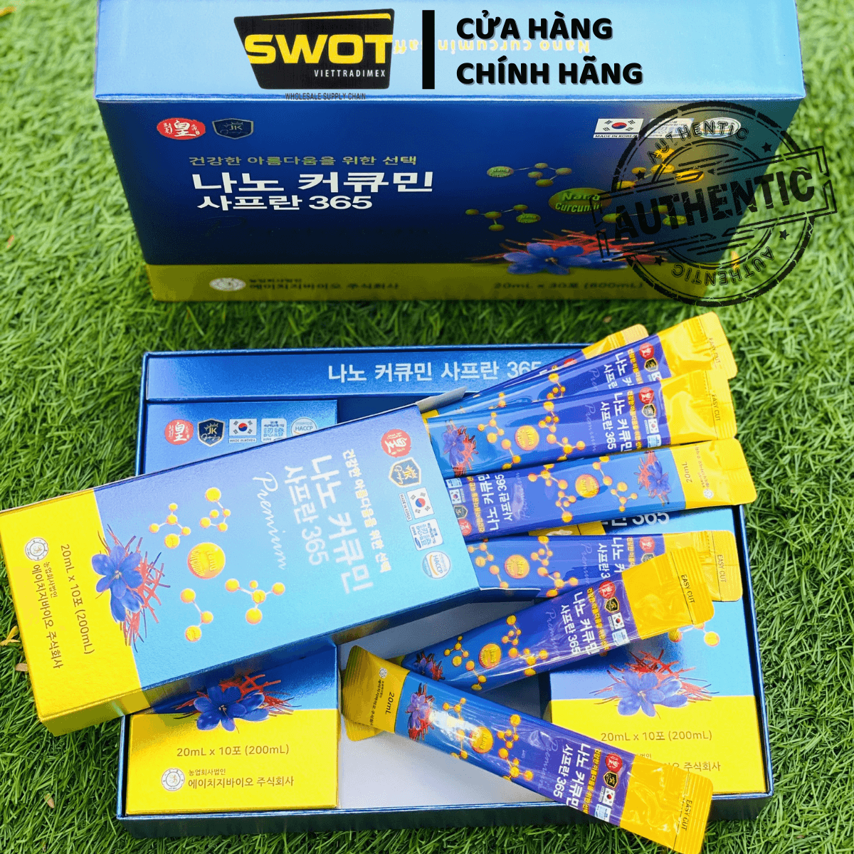 Tinh Chất Nghệ Nano Saffron 365 của Hàn Quốc, nhập khẩu chính hãng, giúp tăng cường tiêu hóa, thanh lọc cơ thể, làm đẹp da, giảm stress, hỗ trợ giấc ngủ và nâng cao sức khỏe toàn diện - SWOT