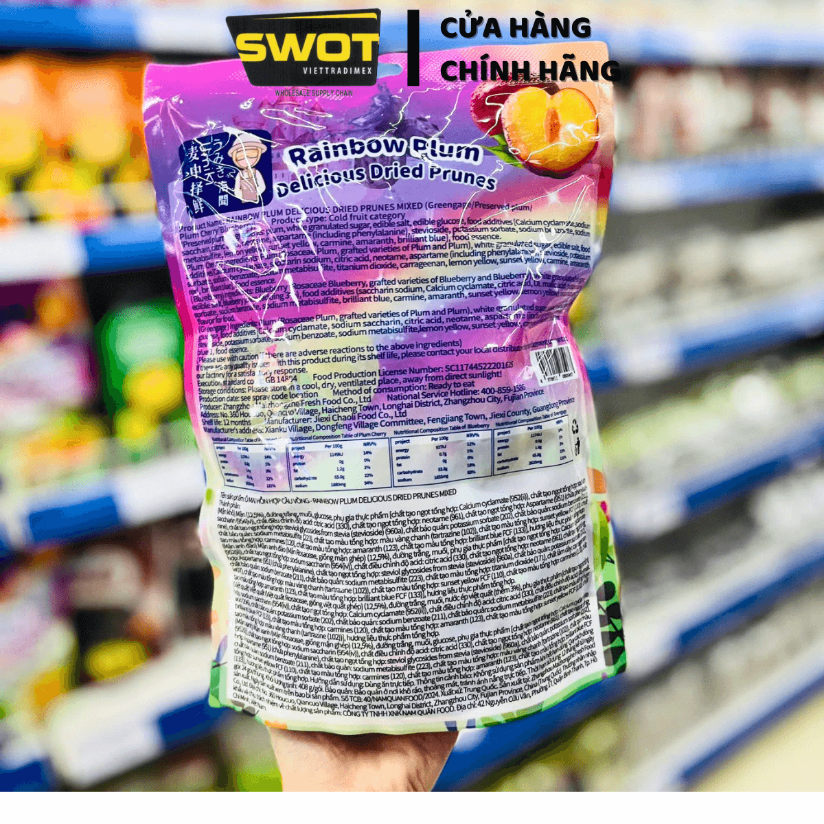 Ô Mai Xí Muội 4 vị COLORFUL PLUM 408g, Omai Ximuoi Mix Vị Trái Cây, Ăn Vặt Dẻo Giòn Chua Ngọt Vừa Phải, Kẹo Ô Mai Mix Vị Snack Food - SWOT