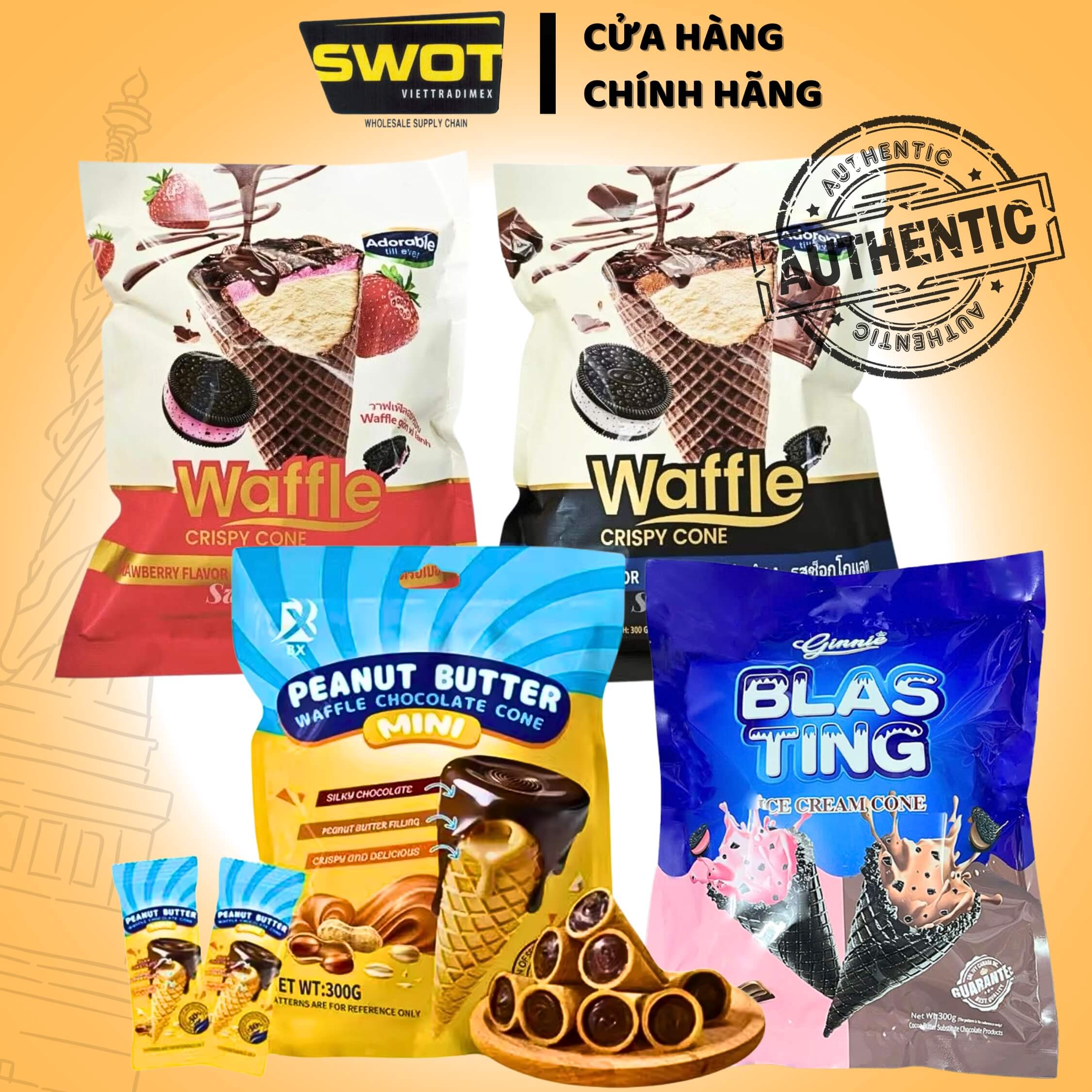 Bánh kem Ốc quế Adorable Till Ever 300g nhân kem đủ vị 300g, Sự kết hợp giữa lớp vỏ ốc quế thơm giòn tan và nhân kem mềm mịn, đậm vị, ngọt thanh vừa phải - SWOT