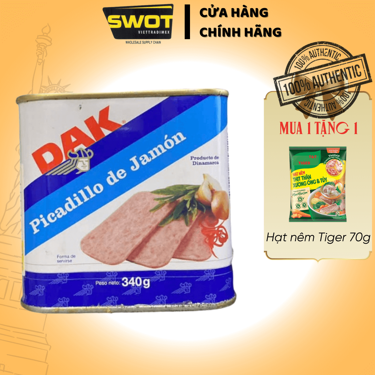 Thịt hộp Original Luncheon Loaf Bristol Mỹ 340g, Thịt hộp Mỹ cao cấp, nguyên vị heo và gà truyền thống, siêu thơm ngon