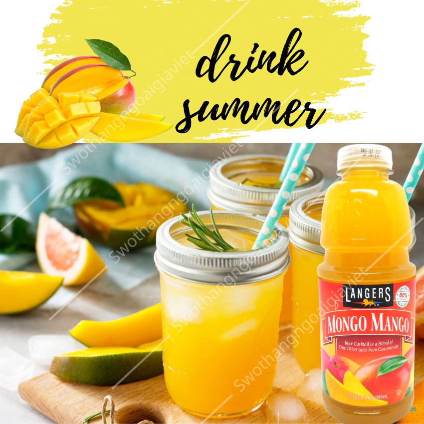 Nước ép trái cây LANGERS Mỹ 946ml nhiều vị, Nước ép từ trái cây tươi, nhiều dinh dưỡng chống oxi hóa