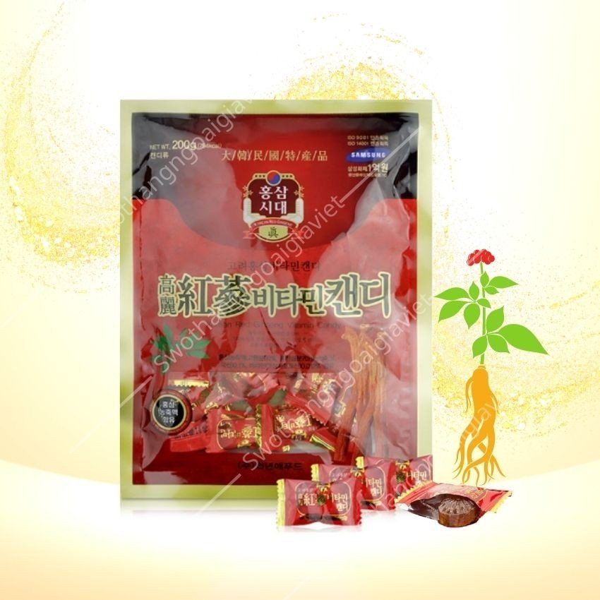 Kẹo hồng sâm Hàn Quốc 200g, Kẹo hồng sâm vị ngon độc đáo, giúp thư giãn, giảm mệt mỏi, lợi sức khoẻ, không chất bảo quản