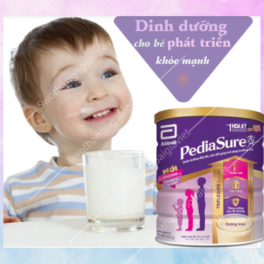 Sữa bột Pediasure Mỹ 850g hương vani, Sữa bột dinh dưỡng Mỹ cao cấp, hỗ trợ tăng chiều cao, cân nặng, sức đề kháng
