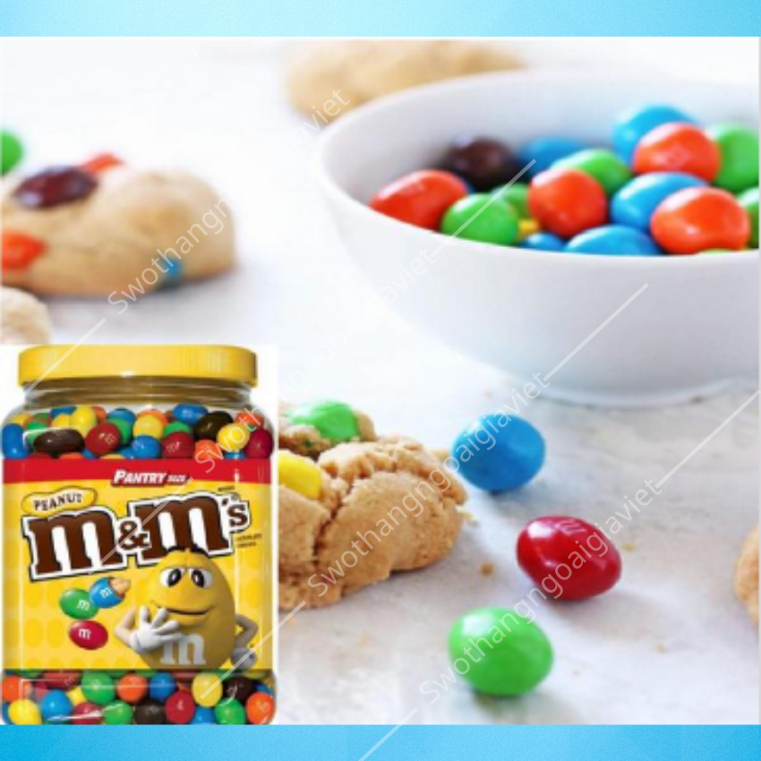 Socola nhân Đậu Phộng & Sữa M&M Mỹ 1757g, Chocolate Mỹ cao cấp, thơm ngon thượng hạng không quá ngọt - SWOT
