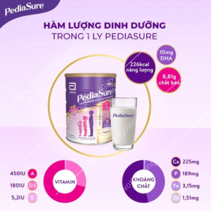 Sữa bột Pediasure Mỹ 850g hương vani, Sữa bột dinh dưỡng Mỹ cao cấp, hỗ trợ tăng chiều cao, cân nặng, sức đề kháng