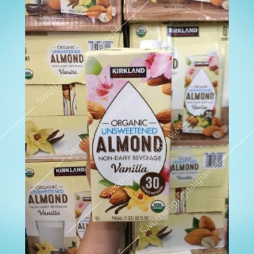 Thùng 6 hộp sữa hạnh nhân Kirkland Signature Organic Unsweetened Almond Vanilla 946ml x6 hộp