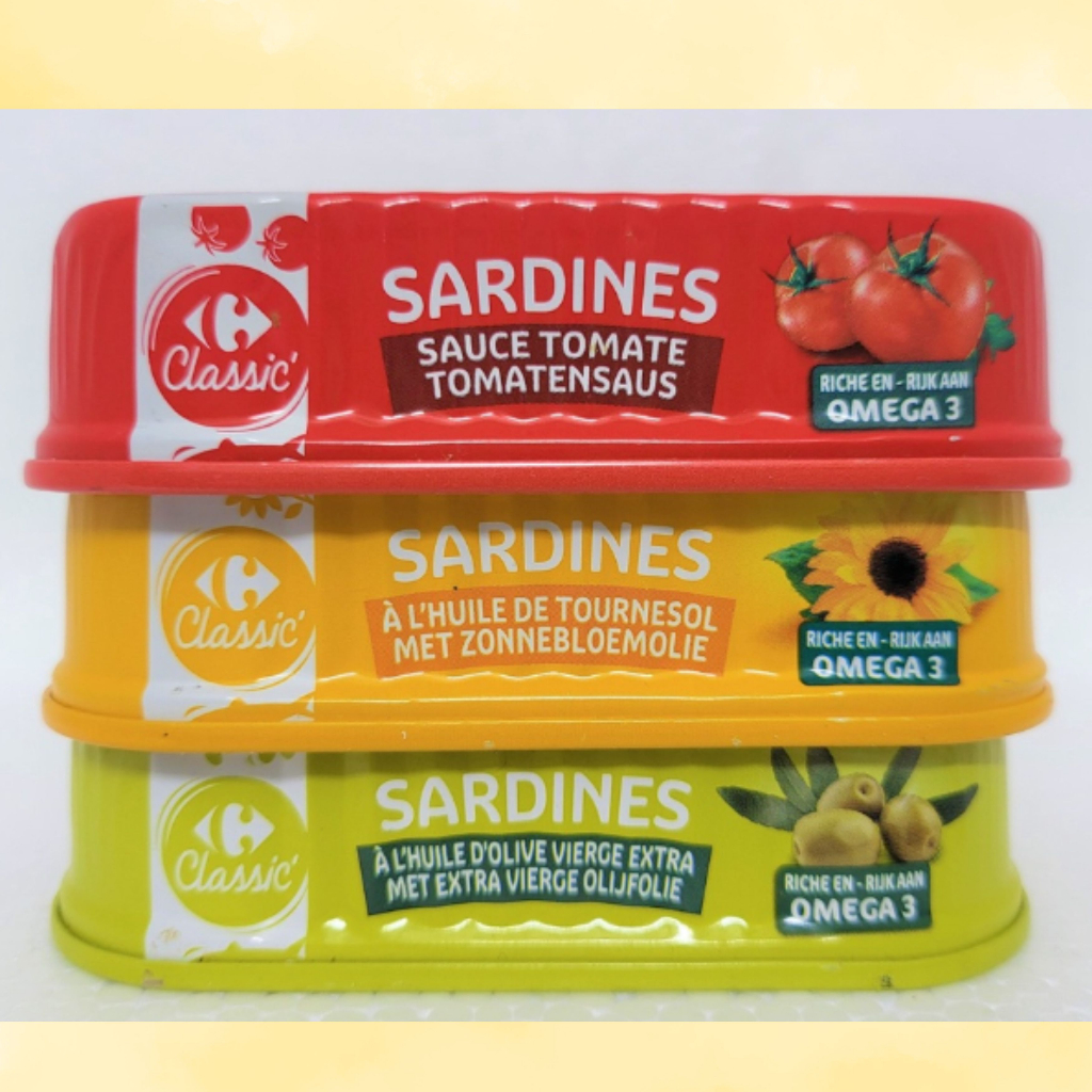 Cá mòi Sardines Pháp 135g, Cá mòi ngâm dầu hướng dương Pháp thượng hạng, thơm ngon đặc biệt, giàu chất dinh dưỡng