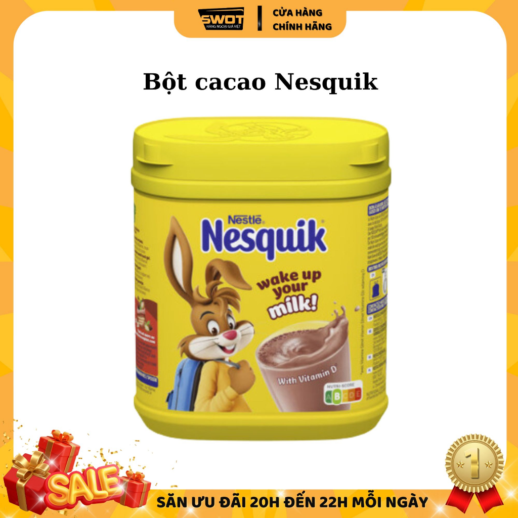 Bột cacao Nesquik Mỹ 1257g, Bột sữa cacao Mỹ cao cấp thơm ngon đậm vị giàu giá trị dinh dưỡng