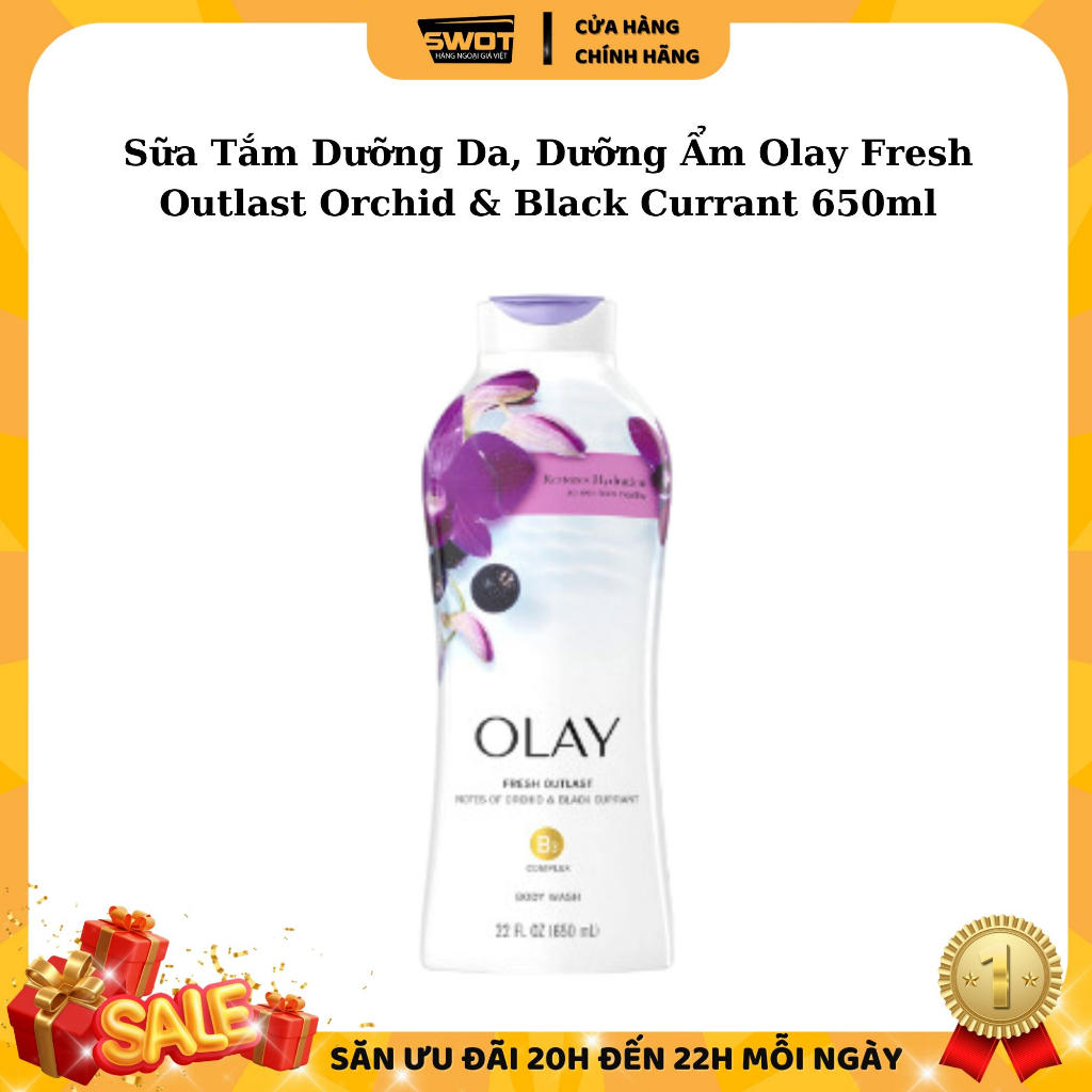 Sữa tắm OLAY Mỹ 650ml & 887ml, Sữa tắm dưỡng da dưỡng ẩm giúp da trắng sáng mịn màng, thơm tự nhiên