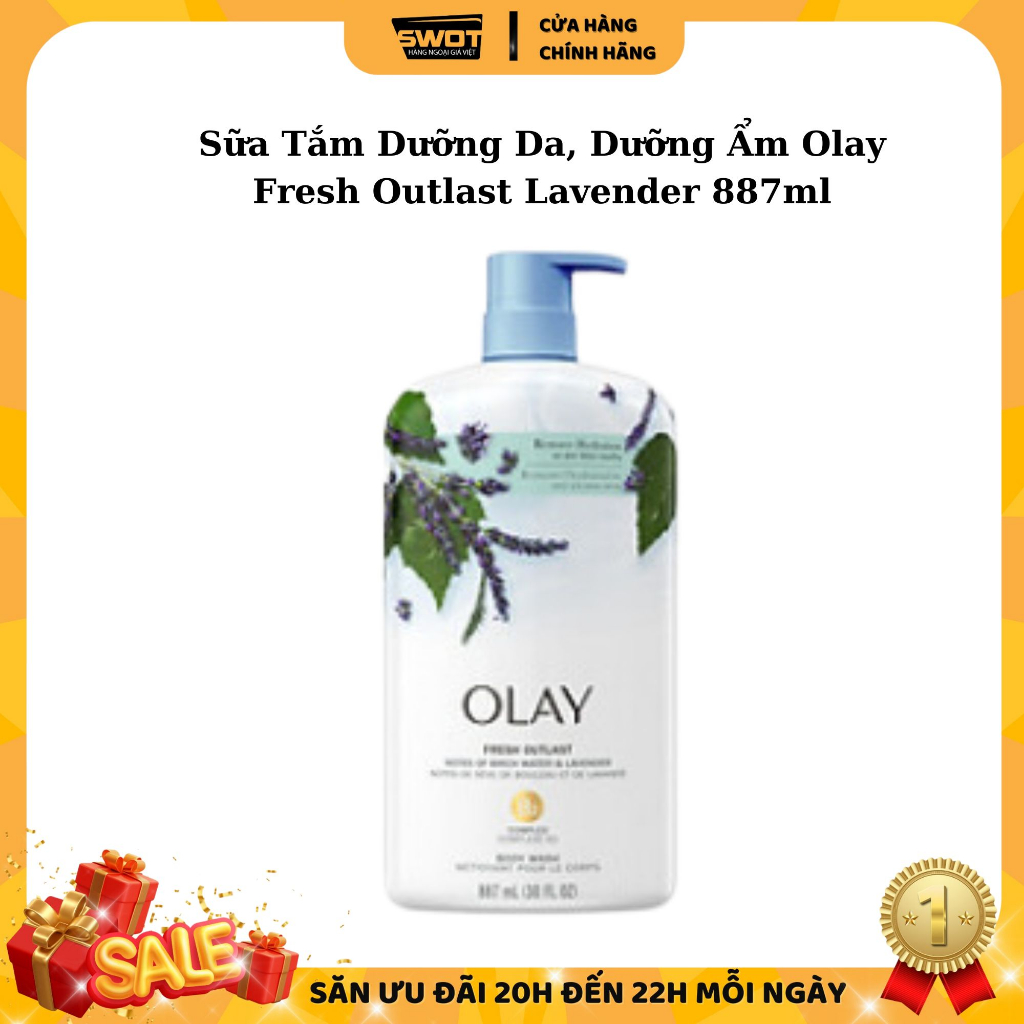 Sữa tắm OLAY Mỹ 650ml & 887ml, Sữa tắm dưỡng da dưỡng ẩm giúp da trắng sáng mịn màng, thơm tự nhiên