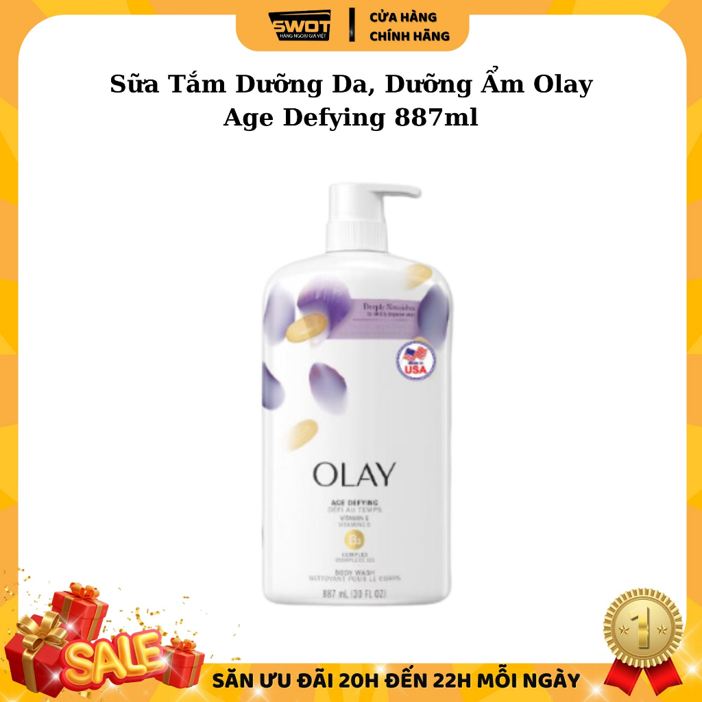 Sữa tắm OLAY Mỹ 650ml & 887ml, Sữa tắm dưỡng da dưỡng ẩm giúp da trắng sáng mịn màng, thơm tự nhiên
